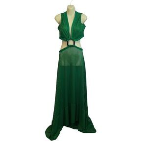 Fishnet Swim Coverup Dress Green Size Women's Small